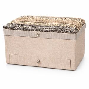 Handcrafted Beige and Black Decorative Jewelry Box